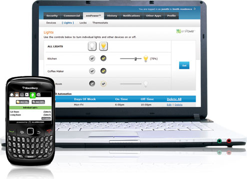 emPower lights control via web and mobile apps