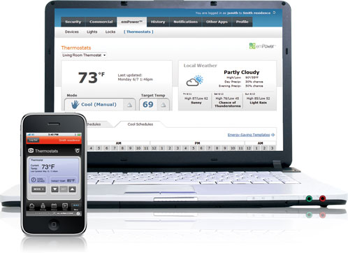 emPower thermostat control via web and mobile apps